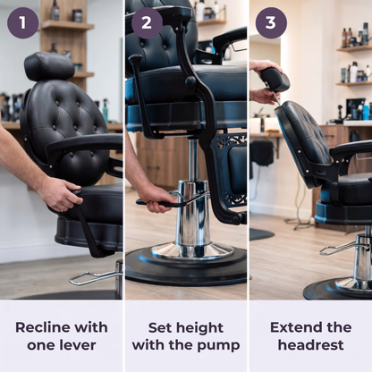 MV Regent Black - Premium Vintage Barber Chair - MV hair and beauty
