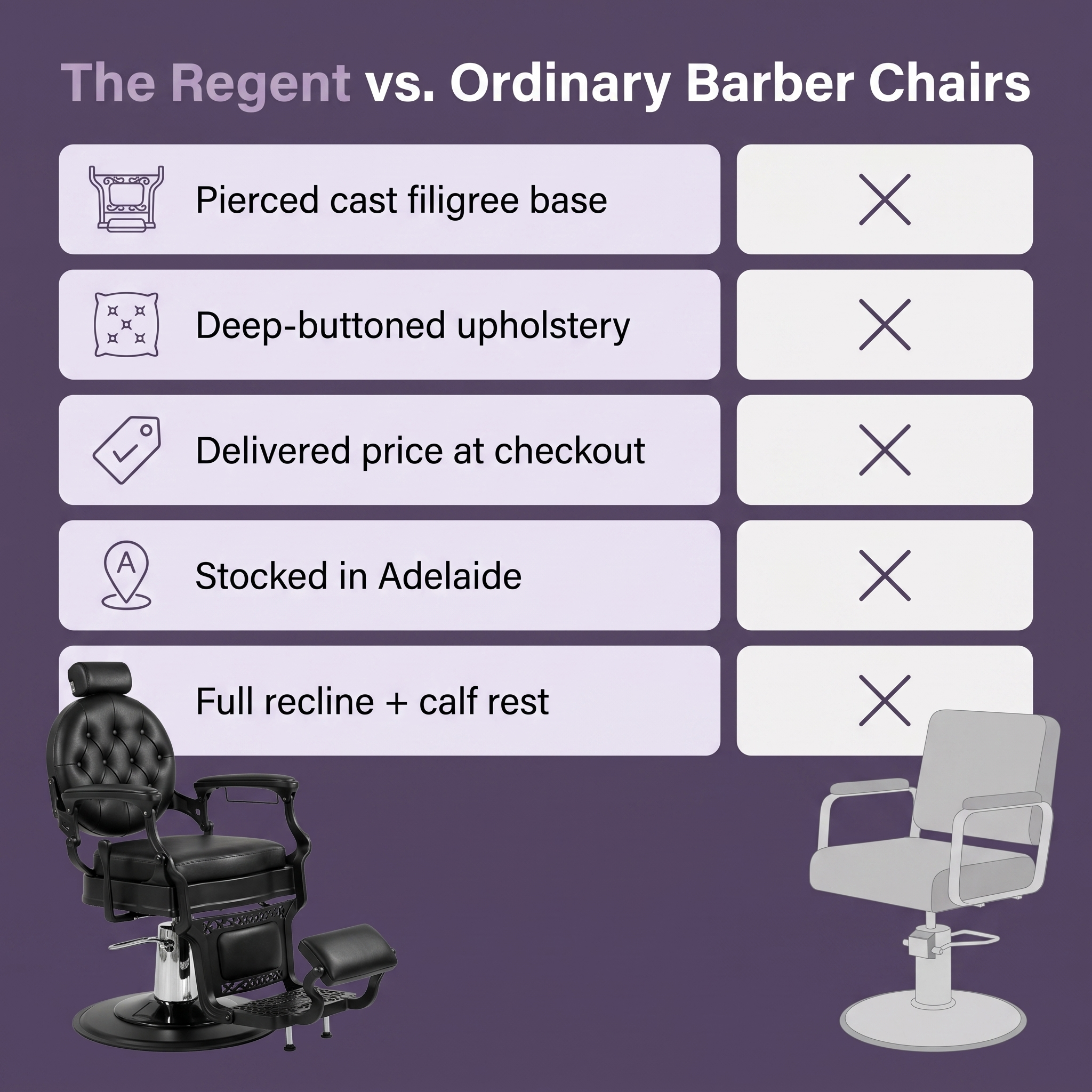 MV Regent Black - Premium Vintage Barber Chair - MV hair and beauty
