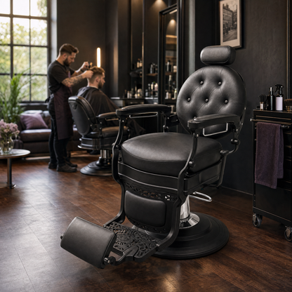 MV Regent Black - Premium Vintage Barber Chair - MV hair and beauty