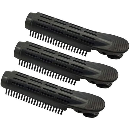 MV black round vented hair clip on a plain background