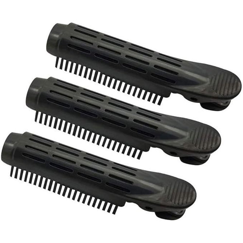 MV black round vented hair clip on a plain background