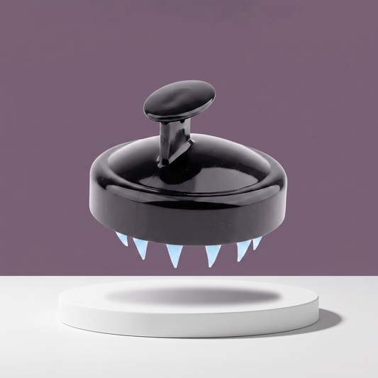 MV black scalp massager shampoo brush with blue pointed bristles
