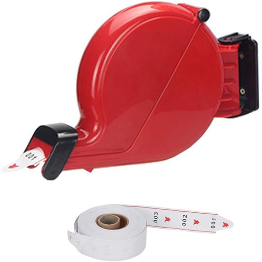 Sequential ticket roll shown beside a red ticket dispenser