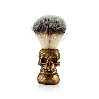 Gold skull-handle shaving brush with dark-to-white bristles