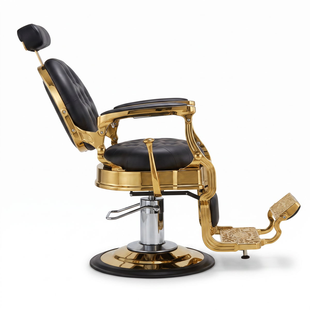 Gold Barber Chair Black and Gold Stitching LV Design - MV hair and beauty