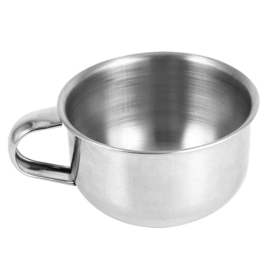MV handled steel shaving bowl on a white background