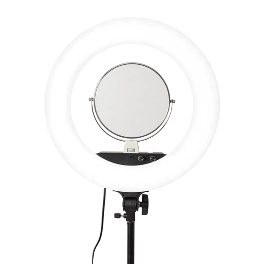 MV Studio Ring Light with freestanding floor stand and central mirror