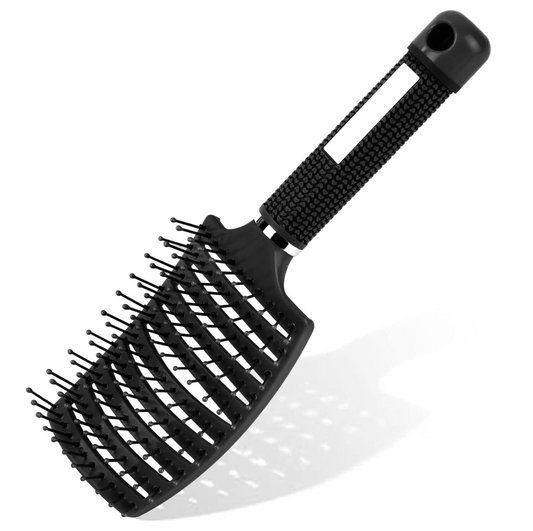 MV vented paddle hairbrush in black with ball-tip pins