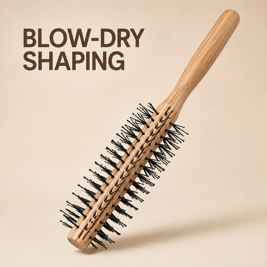 MV vented round wood brush blow-dry shaping graphic
