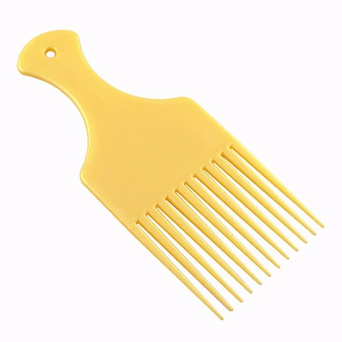 Yellow MV wide-tooth Afro pick comb