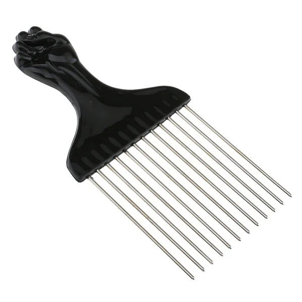 Steel MV wide-tooth Afro pick comb