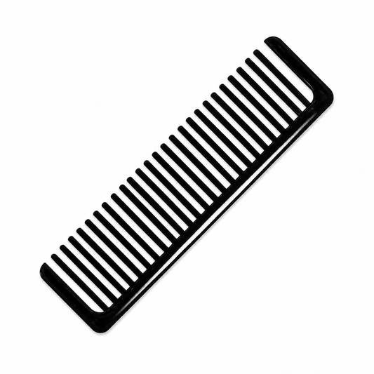 MV black wide-tooth styling comb on a white background