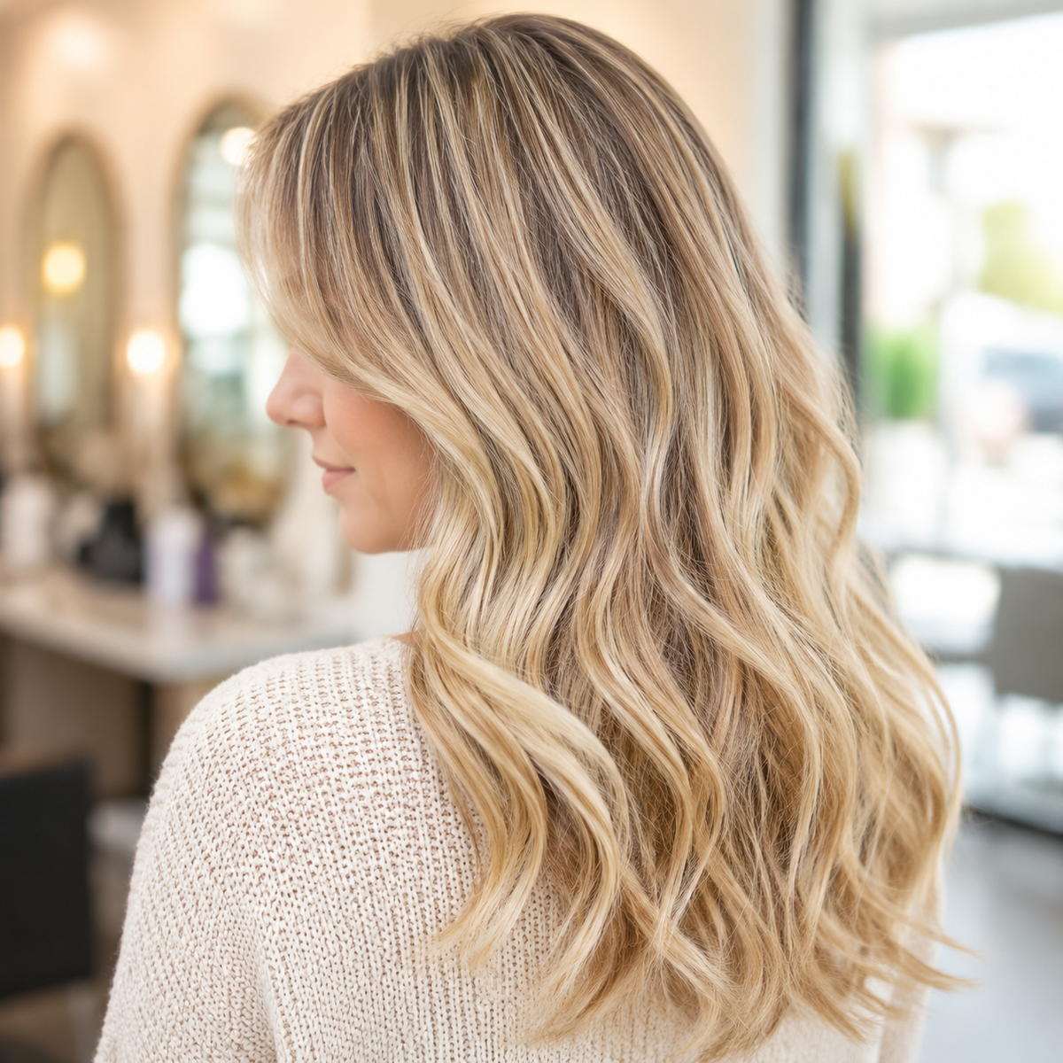 Malibu C Blondes Wellness Hair Collection result with bright, soft highlighted blonde hair