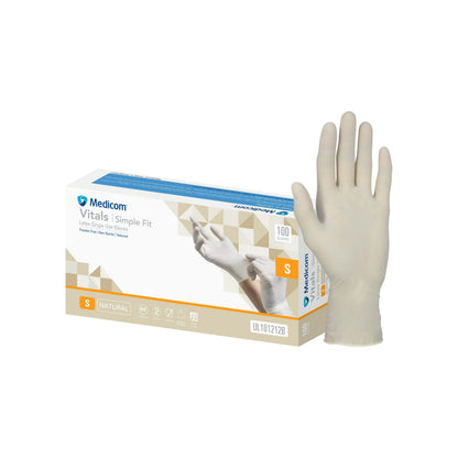Medicom Vitals | Simple Fit Latex Single use Gloves (Small natural)