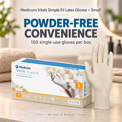 Medicom Vitals | Simple Fit Latex Single use Gloves (Small natural) — POWDER-FREE CONVENIENCE