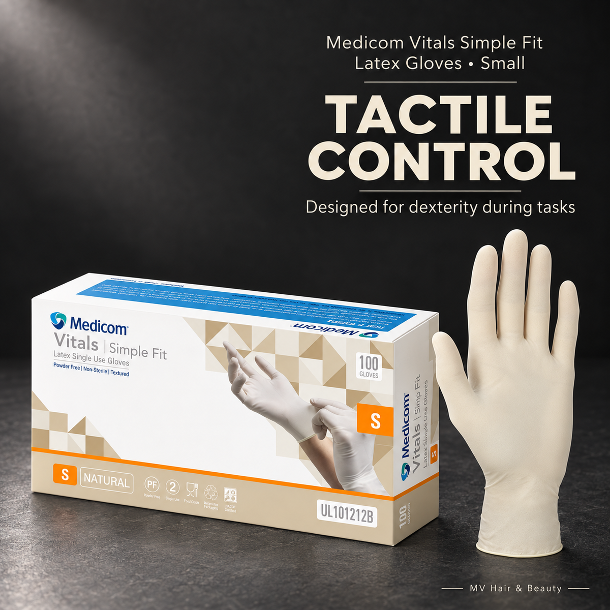 Medicom Vitals | Simple Fit Latex Single use Gloves (Small natural) — TACTILE CONTROL