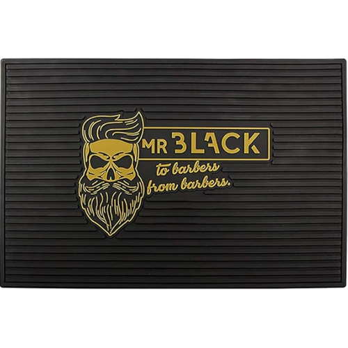 Mr Black 30 × 45cm barber tool mat with gold bearded-skull design