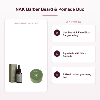 NAK Barber Beard and Face Elixir with Slick Pomade routine