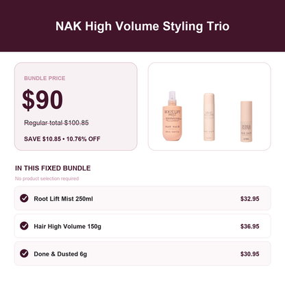NAK High Volume Styling Trio A$90 save A$10.85