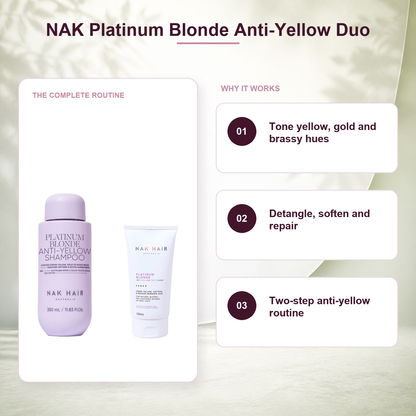 NAK Platinum Blonde anti-yellow shampoo and treatment routine
