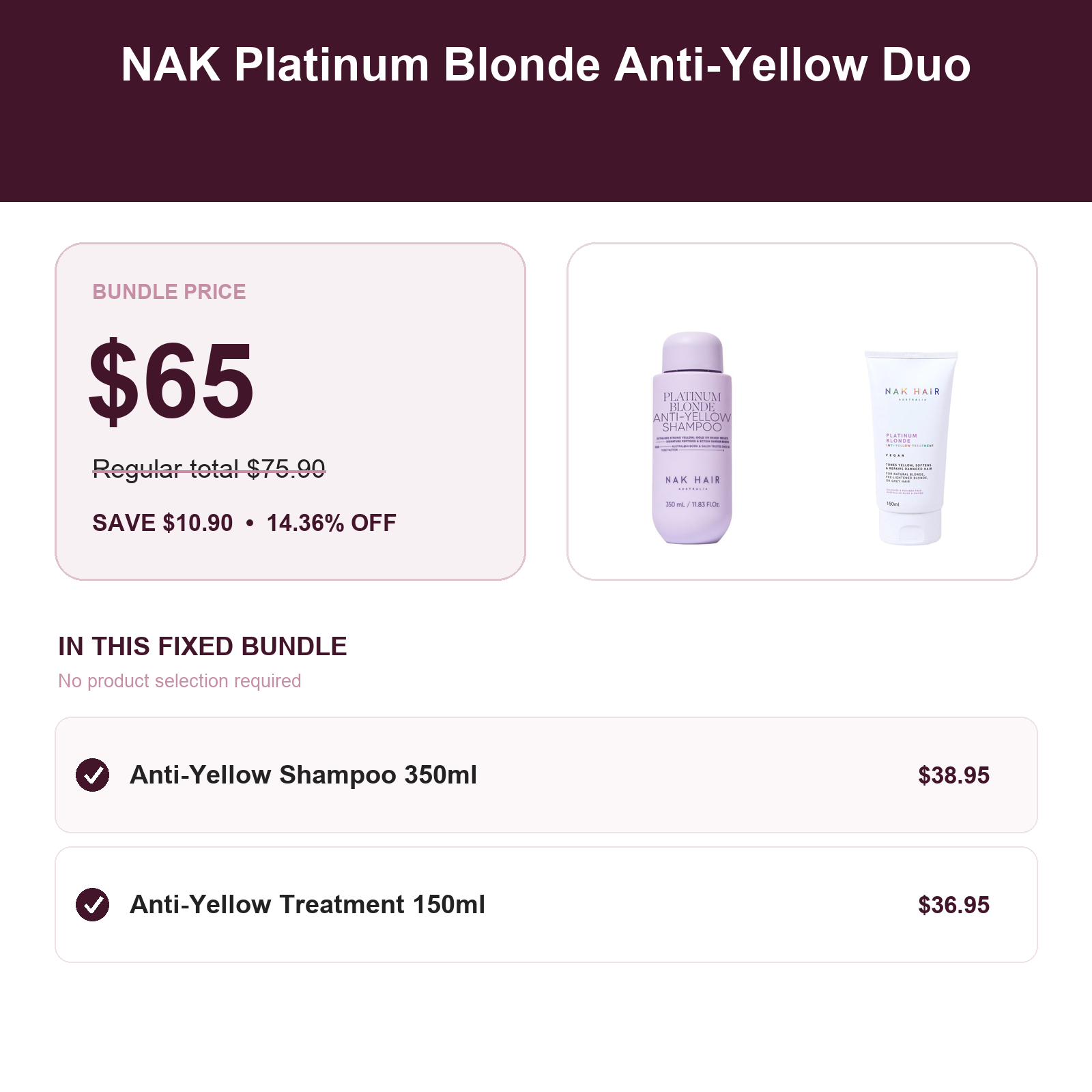 NAK Platinum Blonde Anti-Yellow Duo A$65 save A$10.90