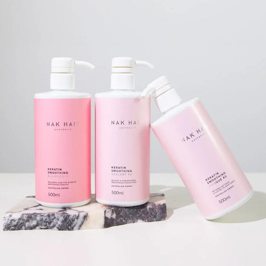 Nak Hair Keratin Smoothing Trio 500ml (Shampoo #1, Sealant #2, Masque #3) - MV hair and beauty