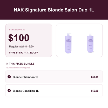 NAK Signature Blonde Salon Duo A$100 save A$15.90