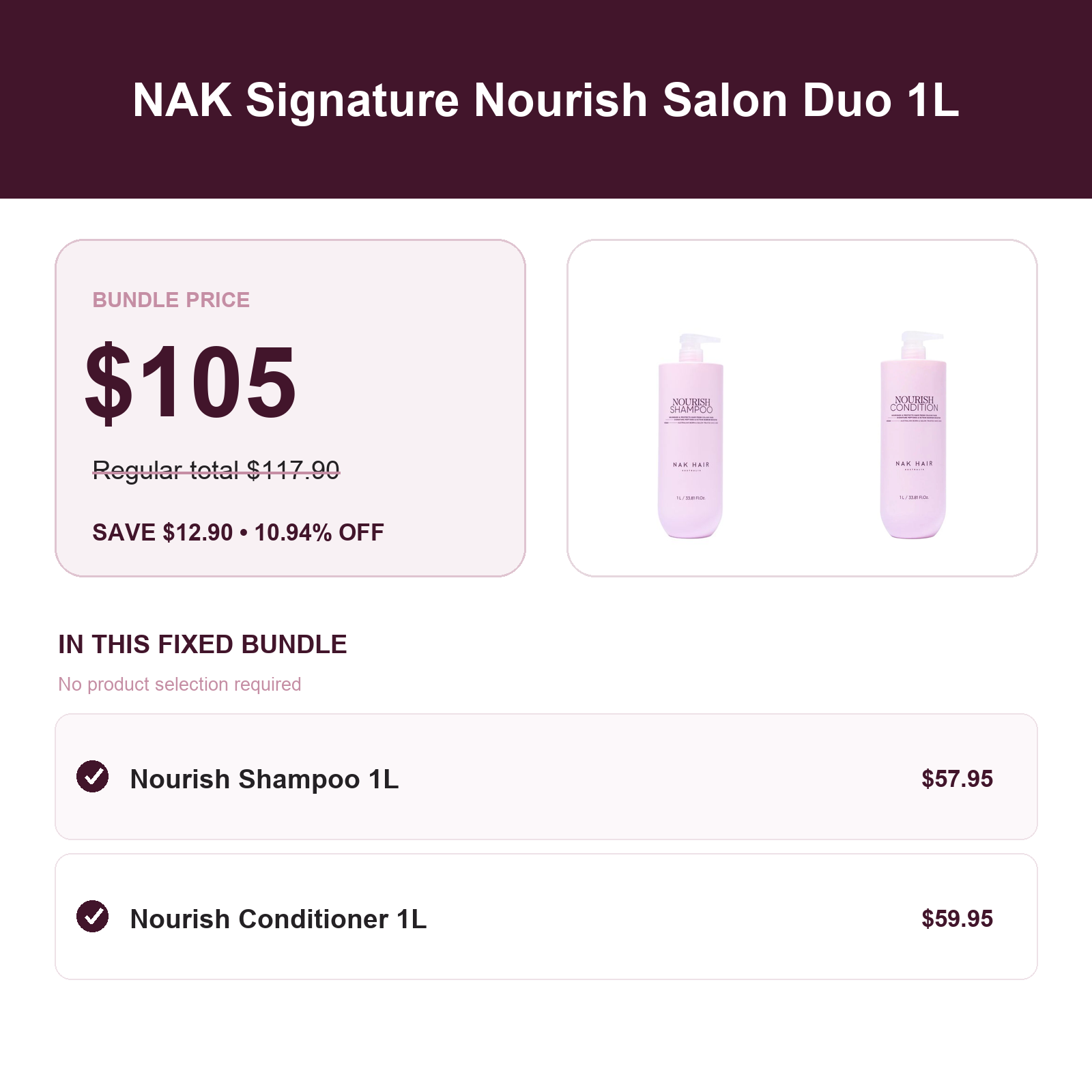 NAK Signature Nourish Salon Duo A$105 save A$12.90