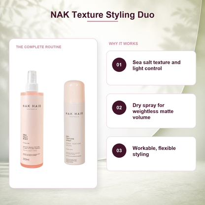 NAK Sea Salt Mist and Dry Texture Spray styling duo