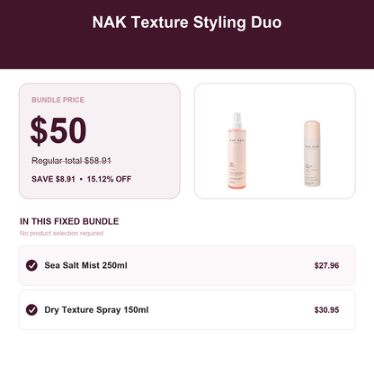 NAK Texture Styling Duo A$50 save A$8.91
