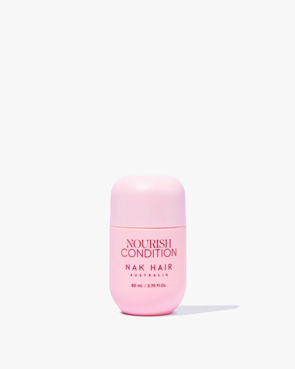 NAK Nourish Condition 80mL travel-size official product photo — component of Signature Nourish Travel Trio 2026 (XNTRAV26)