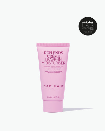 NAK Replends Crème Leave-In Moisturiser 50mL travel-size official product photo — component of Signature Nourish Travel Trio 2026 (XNTRAV26)
