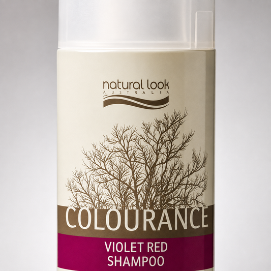 Natural Look Colourance Violet Red Shampoo 250ml cap and label detail