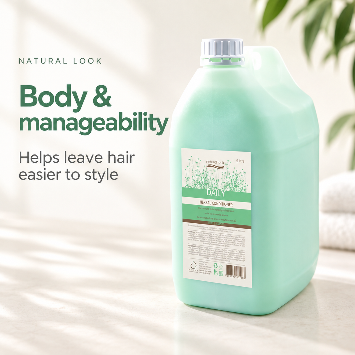Natural Look Daily Herbal Conditioner 5 Litres – Body & manageability. Helps leave hair easier to style