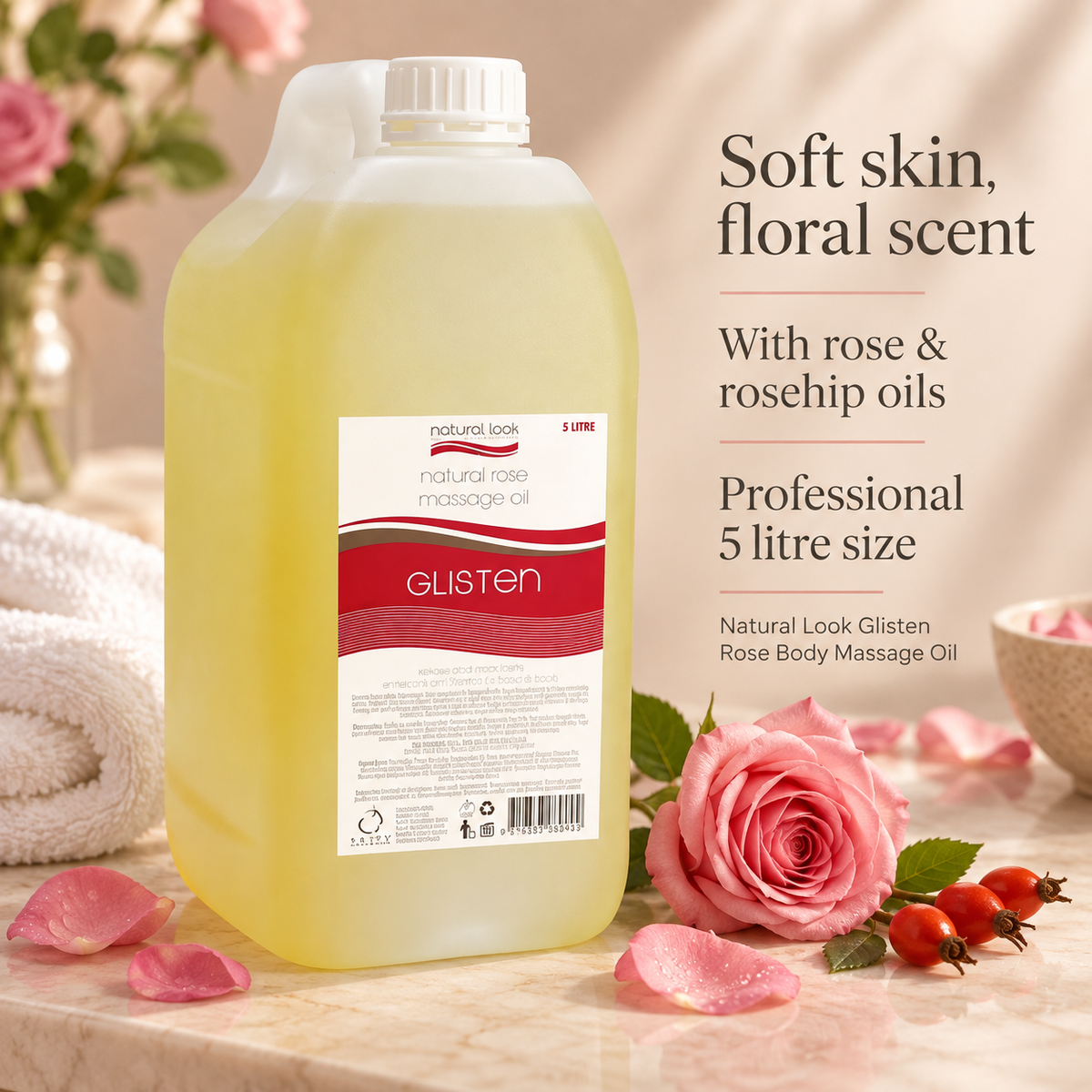 Natural Look Glisten Rose Body Massage Oil 5 Litres - MV hair and beauty