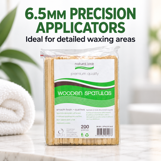 Natural Look Mini Wooden Spatulas 6.5mm — 6.5mm precision applicators