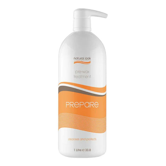 Natural Look Prepare Pre-Wax Treatment 1L pump bottle on a white background