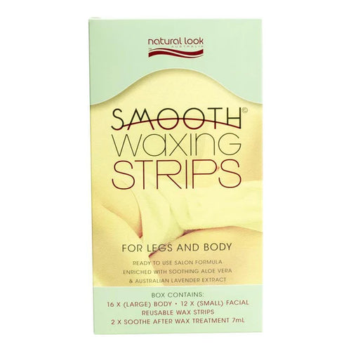 Natural Look Smooth Wax Strips (16xlarge strips & 12xsmall strips) - MV hair and beauty