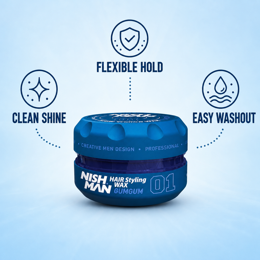 Nish Man Aqua Hair Styling Wax 01 GumGum benefits