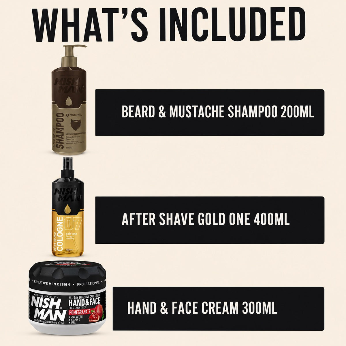Nish Man Beard Grooming Trio - Included