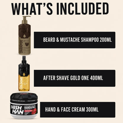 Nish Man Beard Grooming Trio - Included