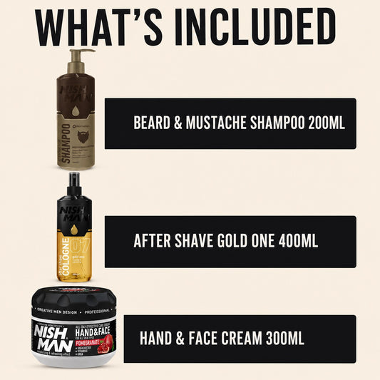Nish Man Beard Grooming Trio - Included