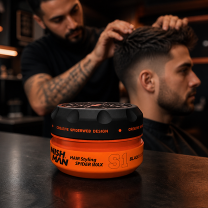Nish Man Spider Wax 150ml hairstyling use scene