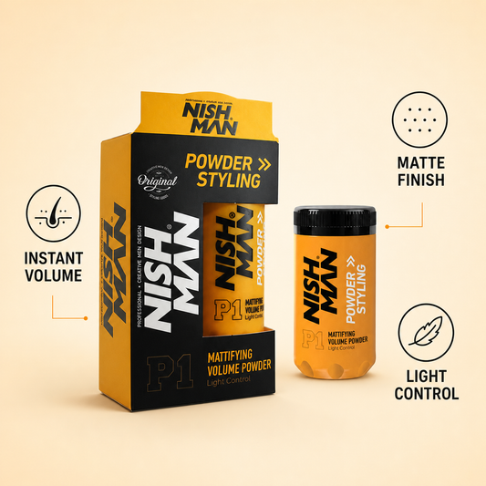 Nishman P1 Original powder benefits: instant volume, matte finish and light control