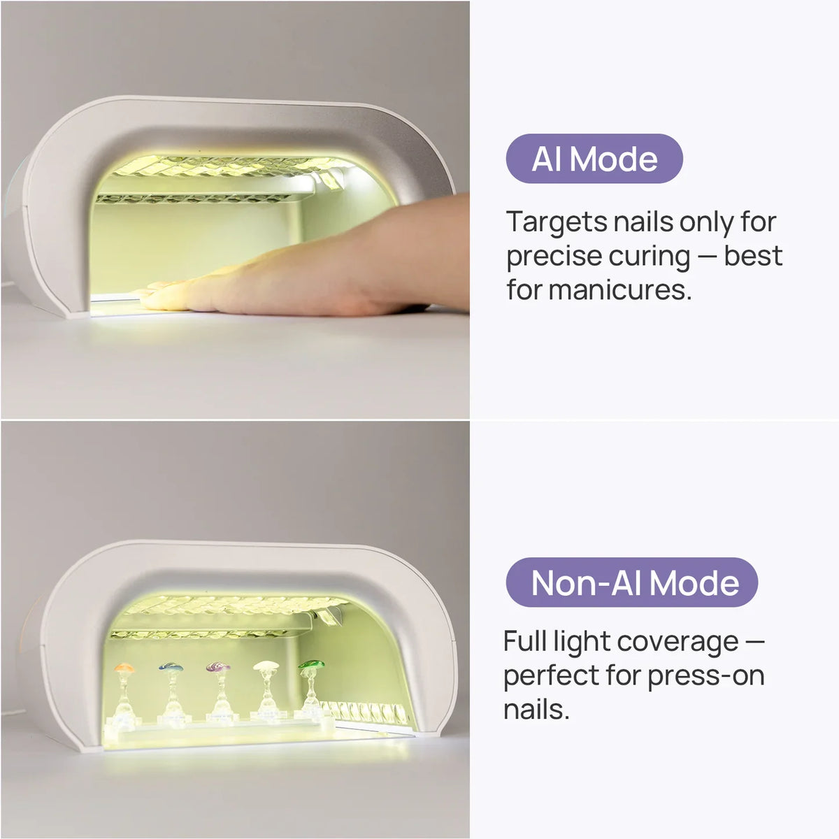 O NAIL SUNX PRO AI and non-AI curing modes