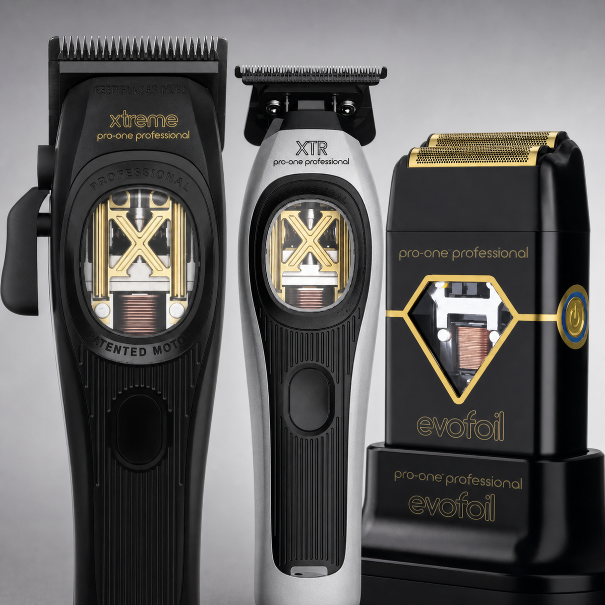 PRO-ONE Xtreme Trio clipper, trimmer and foil shaver functional detail