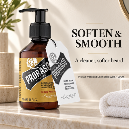 Proraso Wood and Spice Beard Wash 200ml – softens and smooths beard hair