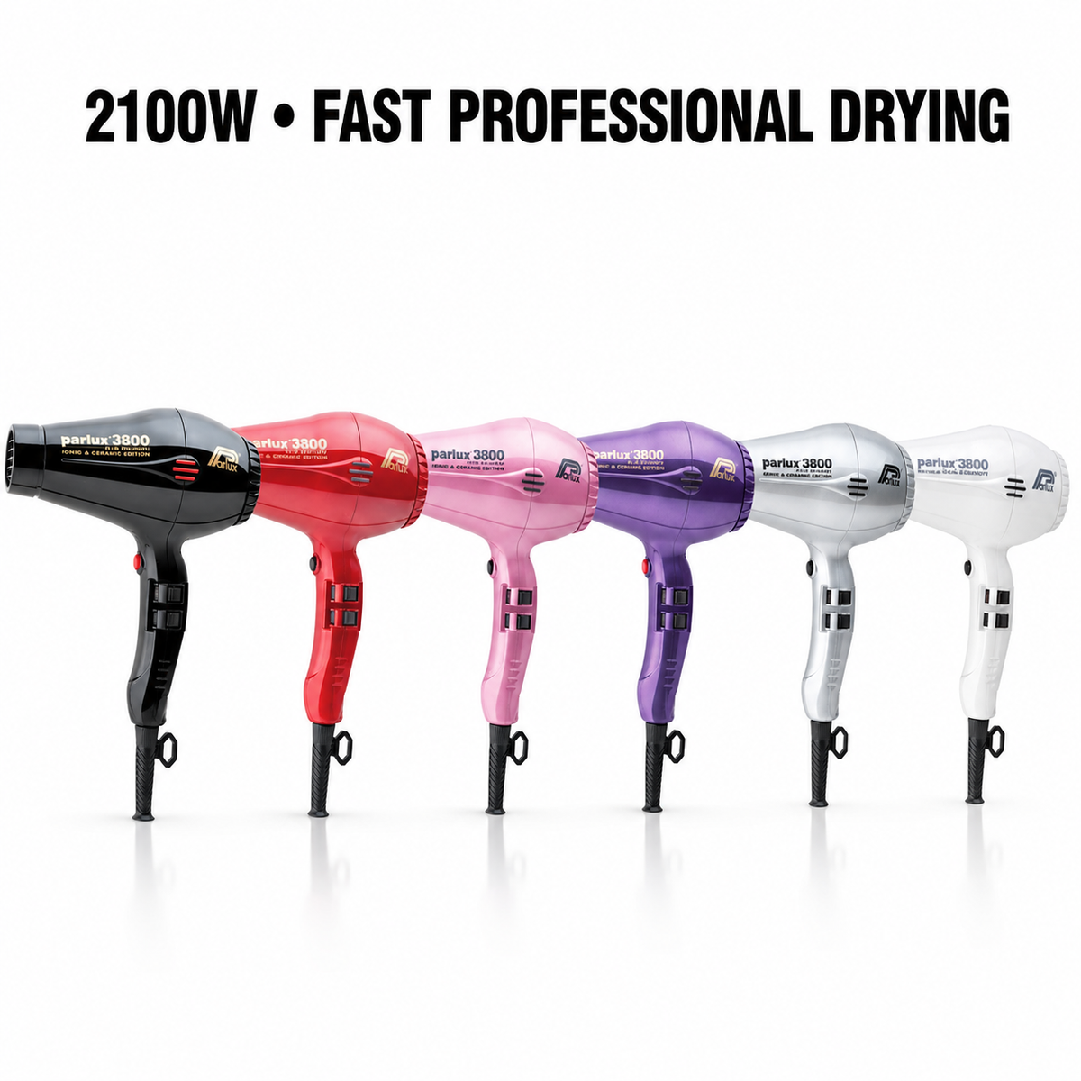 Parlux 3800 Eco Friendly Hair Dryer in six colours - 2100W fast professional drying