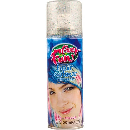 Party Fun Silver Glitter Temporary Hair Colour Spray 125ml