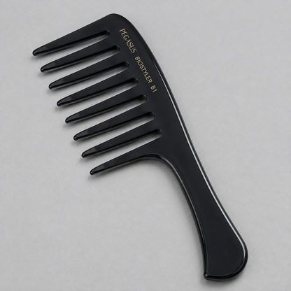 Close view of Pegasus BioStyler B1 curved teeth, handle and gold marking
